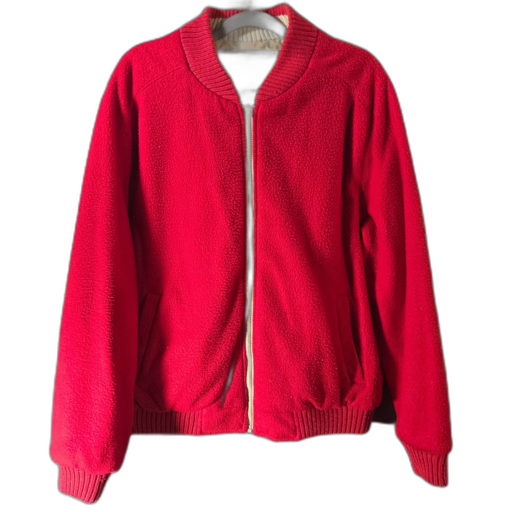Vintage Men's XL Reversible Sherpa Jacket Red Tan Nylon Warm Coat